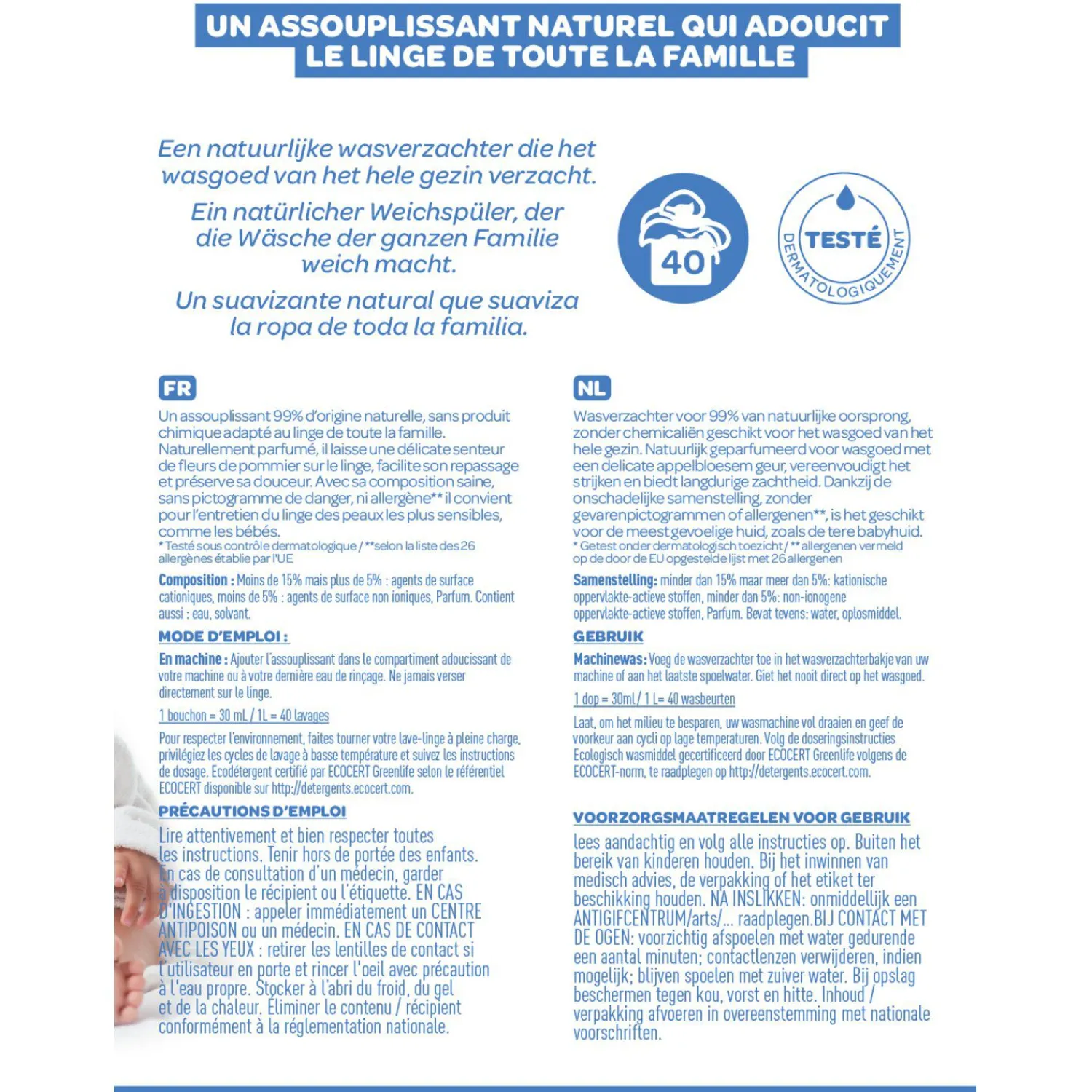 BÉABA Désinfectants Et Nettoyants*Assouplissant 1L fleurs de pommier