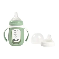 BÉABA Couverts Vaisselle Et Bavoirs|Biberons Et Accessoires*Biberon d'apprentissage en verre 2 en 1 - 210ml Vert sauge