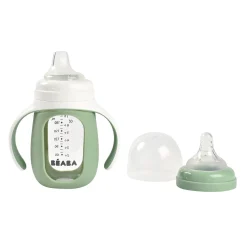 BÉABA Couverts Vaisselle Et Bavoirs|Biberons Et Accessoires*Biberon d'apprentissage en verre 2 en 1 - 210ml Vert sauge
