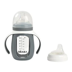 BÉABA Biberons Et Accessoires*Biberon d'apprentissage en verre 2 en 1 - 210ml Gris minéral