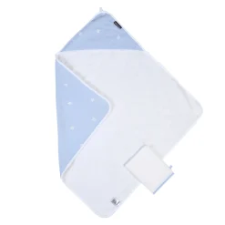 BÉABA Capes De Bain*Cape De Bain + Gant - 80x80 Cm - Mousseline Fleur - Bleue