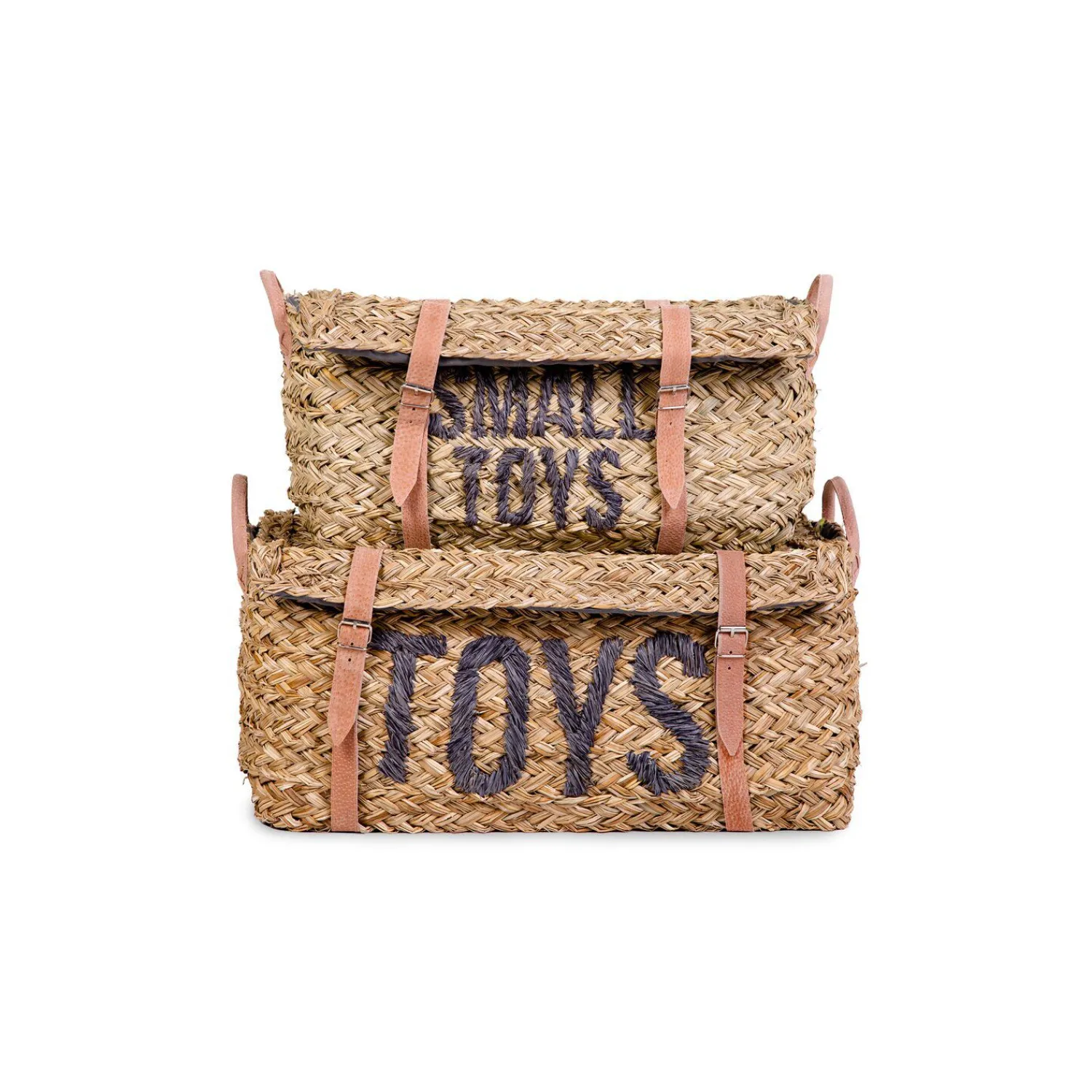 BÉABA Paniers De Rangement*Coffre à jouets en rotin Anthracite 2pcs