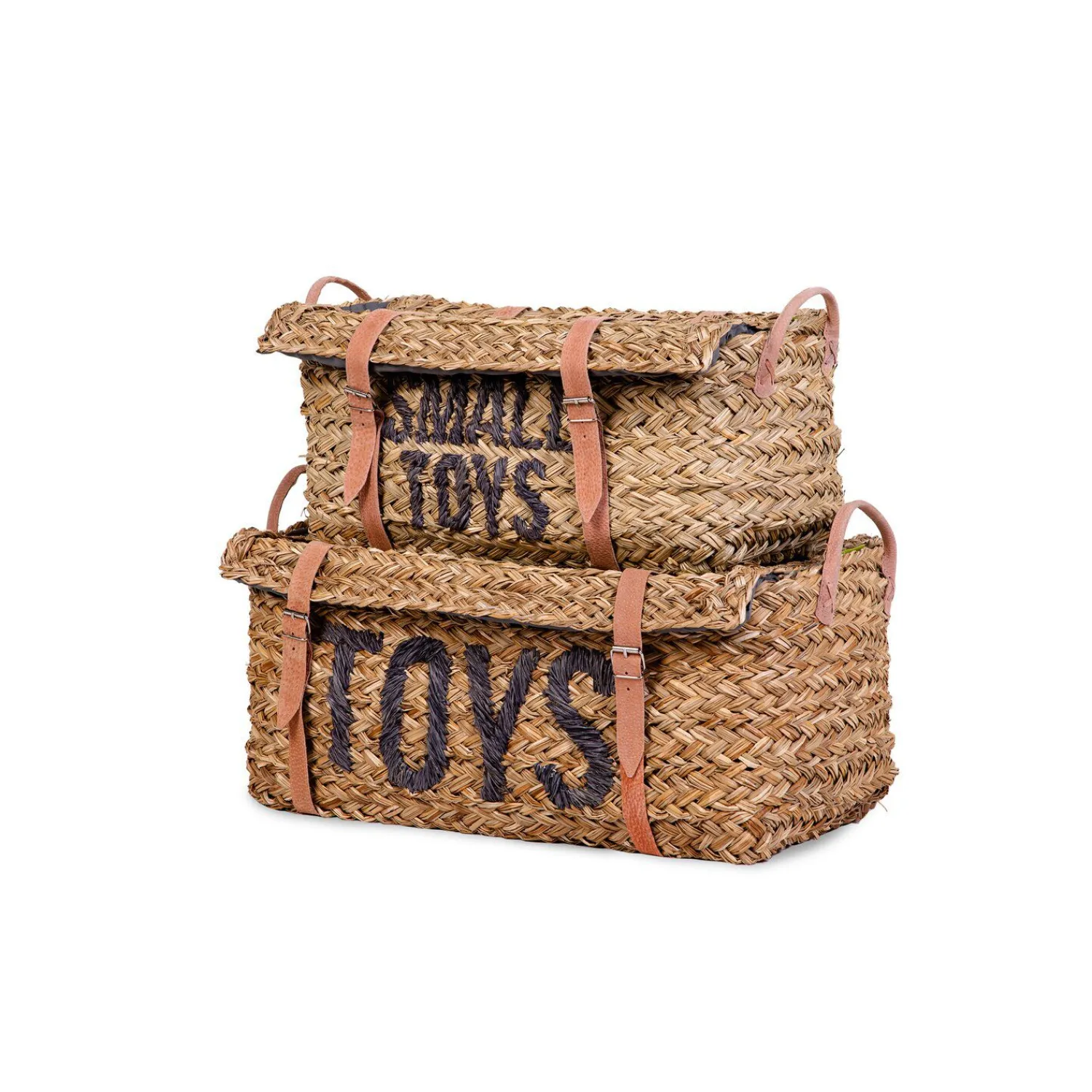 BÉABA Paniers De Rangement*Coffre à jouets en rotin Anthracite 2pcs