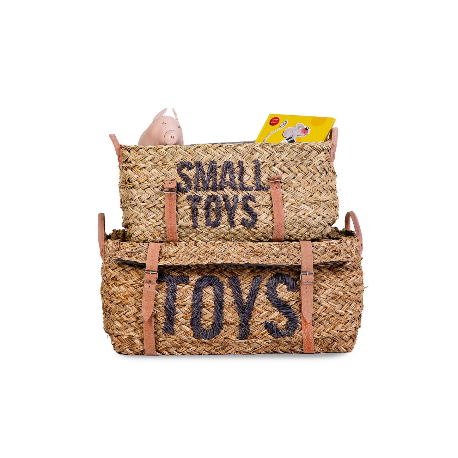 BÉABA Paniers De Rangement*Coffre à jouets en rotin Anthracite 2pcs