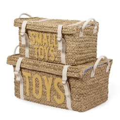 BÉABA Paniers De Rangement*Coffre à jouets en rotin jaune 2pcs