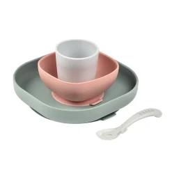 BÉABA Couverts Vaisselle Et Bavoirs*Coffret repas silicone Eucalyptus