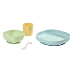BÉABA Couverts Vaisselle Et Bavoirs*Coffret repas silicone Jaune/Vert