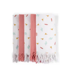 BÉABA Baignoires Et Accessoires|Couverts Vaisselle Et Bavoirs*Langes Tetra - Coton - Tipi + Nude Avec Franges - 5 Pcs