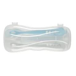 BÉABA Couverts Vaisselle Et Bavoirs*Lot 2 cuillères 1er âge silicone avec boite de transport Bleu/Gris
