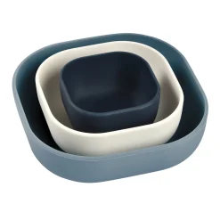 BÉABA Goûter Sain|Couverts Vaisselle Et Bavoirs*Lot de 3 bols silicone gigogne Night blue