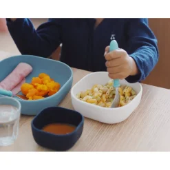 BÉABA Goûter Sain|Couverts Vaisselle Et Bavoirs*Lot de 3 bols silicone gigogne Night blue