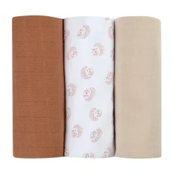 BÉABA Accessoires De Toilette|Baignoires Et Accessoires*Lot de 3 langes en coton Herrisson/Marron