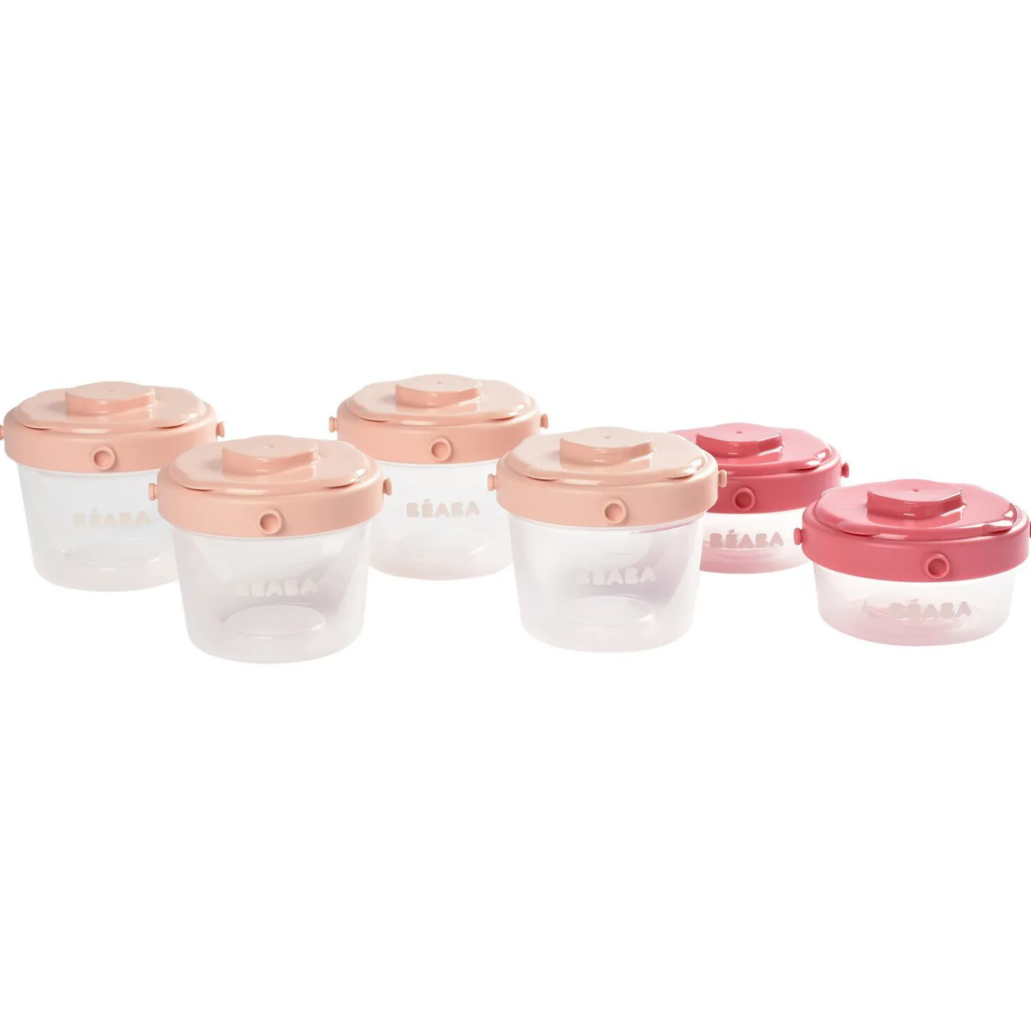 BÉABA Pots De Conservation|Pots De Conservation*Lot de 6 portions clip 1er âge 60 et 120 ml Rose