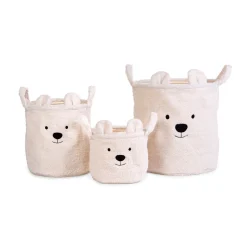 BÉABA Paniers De Rangement*Paniers Teddy Set De 3 - Ecru