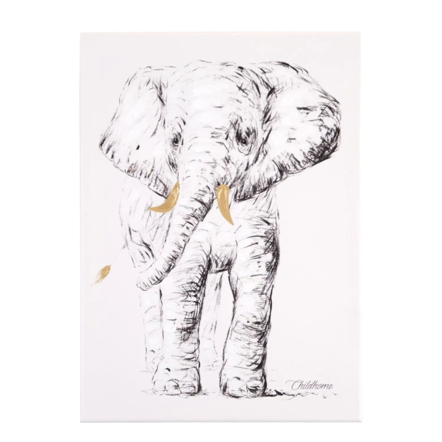 BÉABA Décoration Murale*Peinture - Eléphant + Or - 30x40 Cm