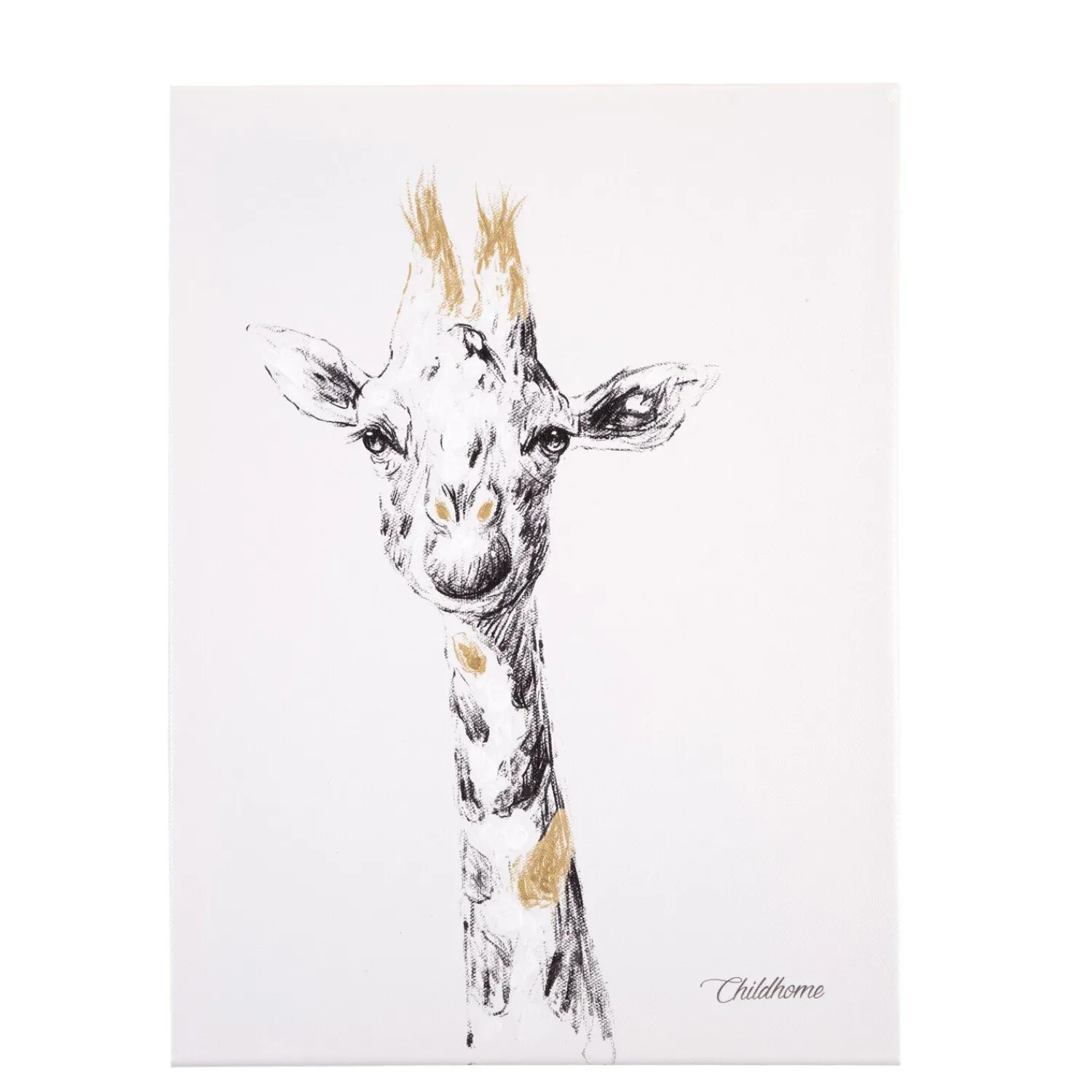 BÉABA Décoration Murale*Peinture - Girafe + Or - 30x40 Cm