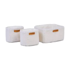 BÉABA Paniers De Rangement*Set Of 3 Hanging Storage Baskets - 21x14x10 Cm + 14x10x10 Cm -Teddy Off white