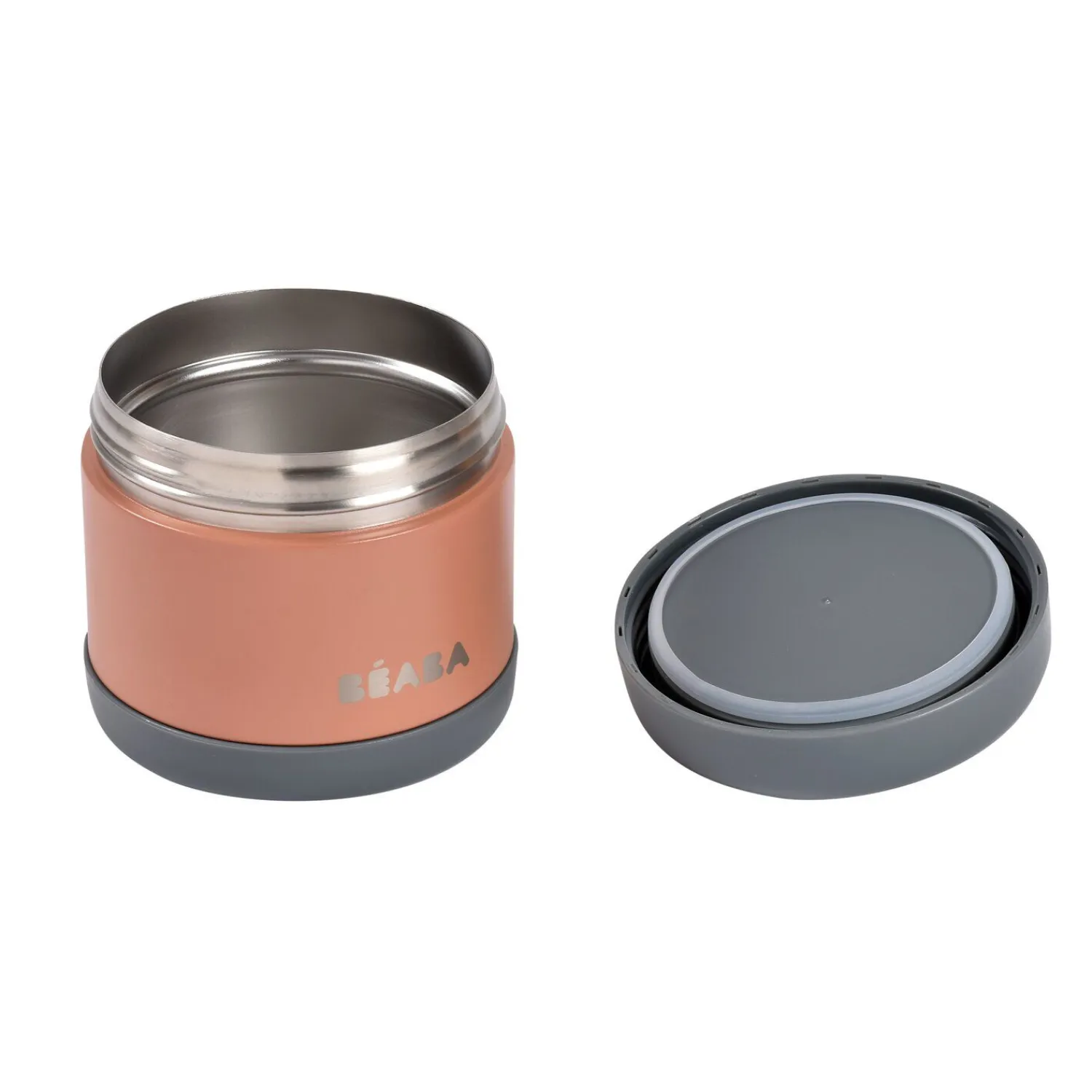 BÉABA Goûter Sain|Pots De Conservation*Thermo-portion inox 500ml Gris minéral/Terracotta
