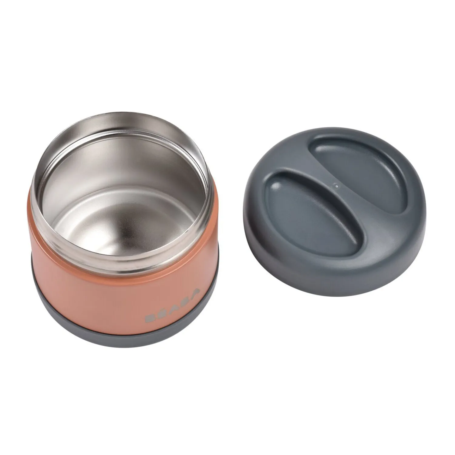 BÉABA Goûter Sain|Pots De Conservation*Thermo-portion inox 500ml Gris minéral/Terracotta